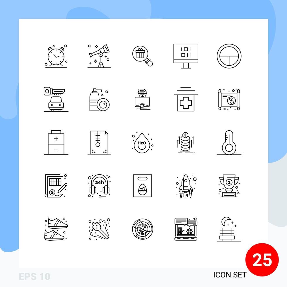 Set of 25 Modern UI Icons Symbols Signs for military army research sync computer Editable Vector Design Elements