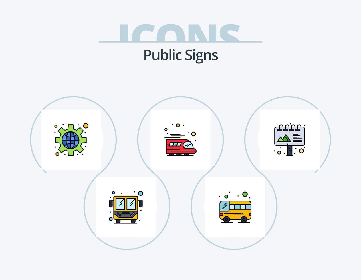 Public Signs Line Filled Icon Pack 5 Icon Design. . advertising. fighter. ad. bus vector