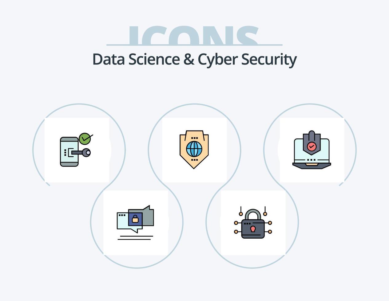 Data Science And Cyber Security Line Filled Icon Pack 5 Icon Design. key. security. password. louck. laptop vector