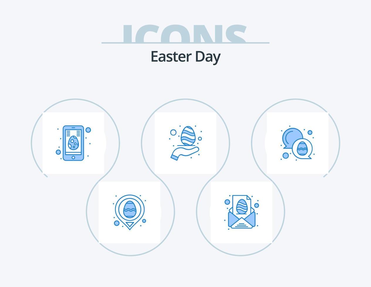 paquete de iconos azul de pascua 5 diseño de iconos. charlar. naturaleza. papel. mano. móvil vector