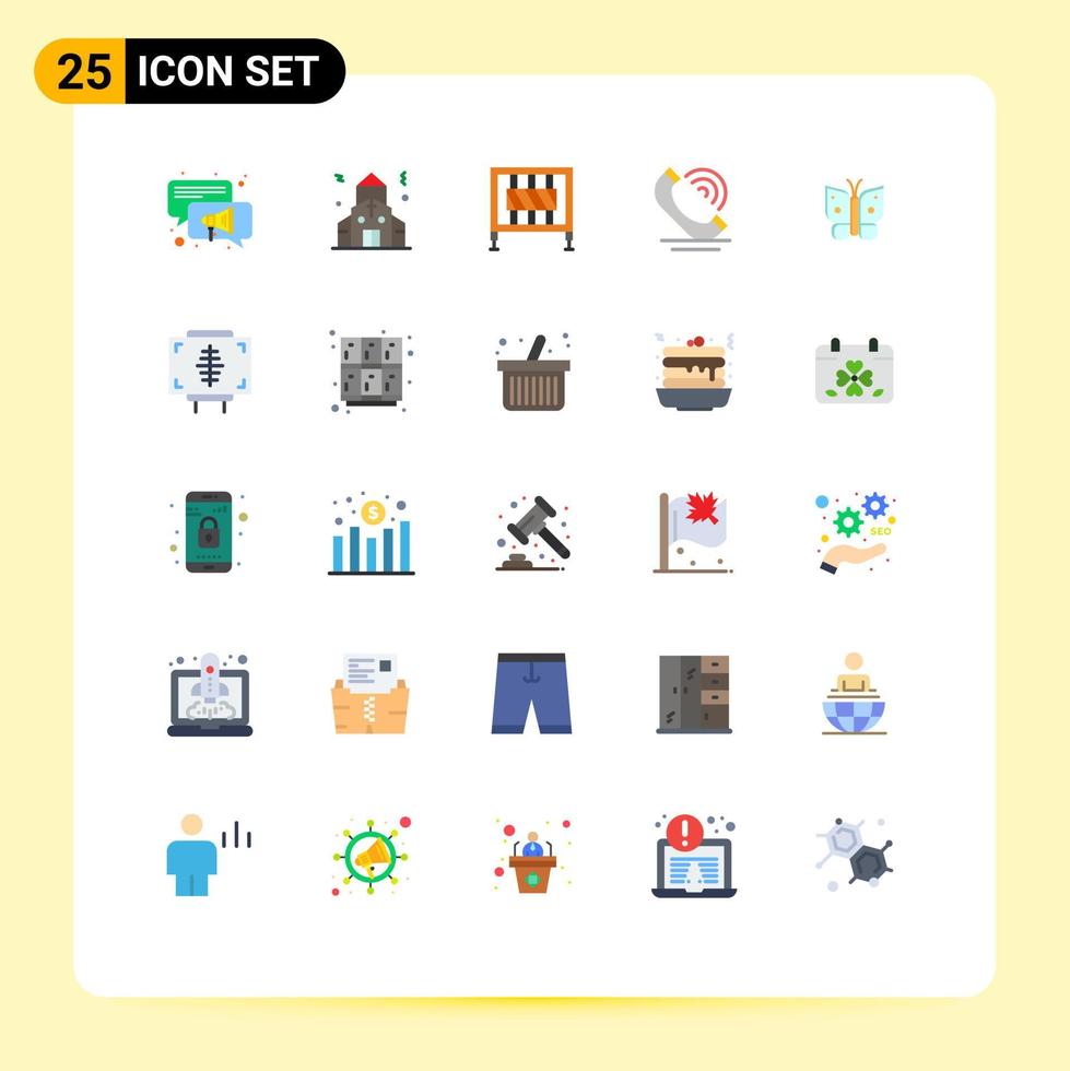 Universal Icon Symbols Group of 25 Modern Flat Colors of wings freedom gate butterfly phone Editable Vector Design Elements
