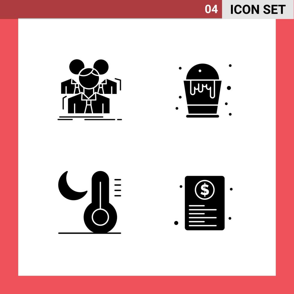 Pictogram Set of Simple Solid Glyphs of team climate meeting color night Editable Vector Design Elements