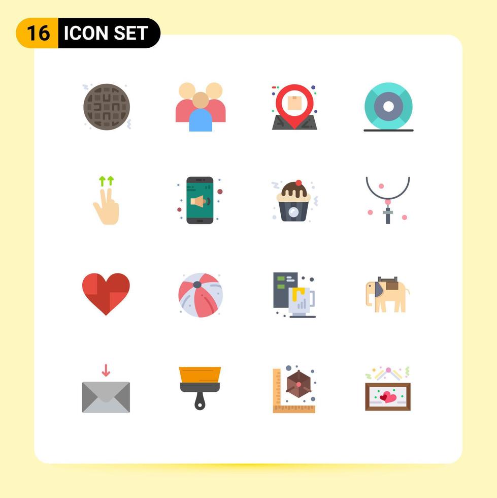 16 Universal Flat Color Signs Symbols of ux help location essential interaction Editable Pack of Creative Vector Design Elements