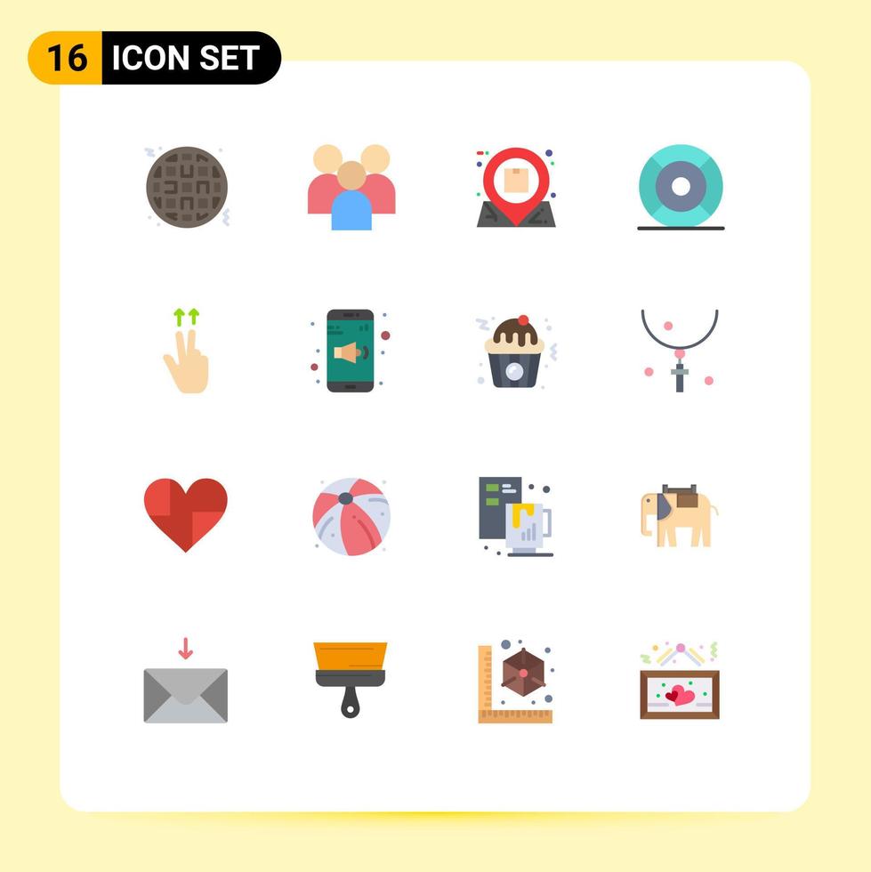 16 símbolos universales de signos de color plano de ux ayuda ubicación interacción esencial paquete editable de elementos de diseño de vectores creativos