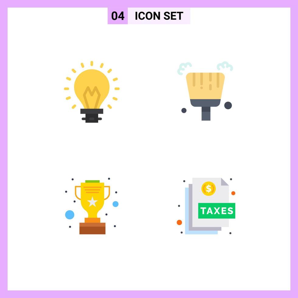 4 Creative Icons Modern Signs and Symbols of bulb silver light sweep action Editable Vector Design Elements