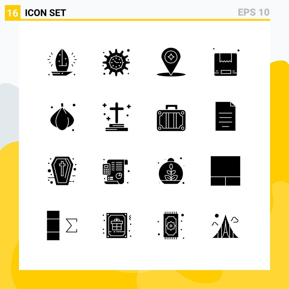 conjunto de 16 iconos de interfaz de usuario modernos signos de símbolos para el proyecto de envío de cebolla ubicación de entrega de objetivos elementos de diseño de vectores editables
