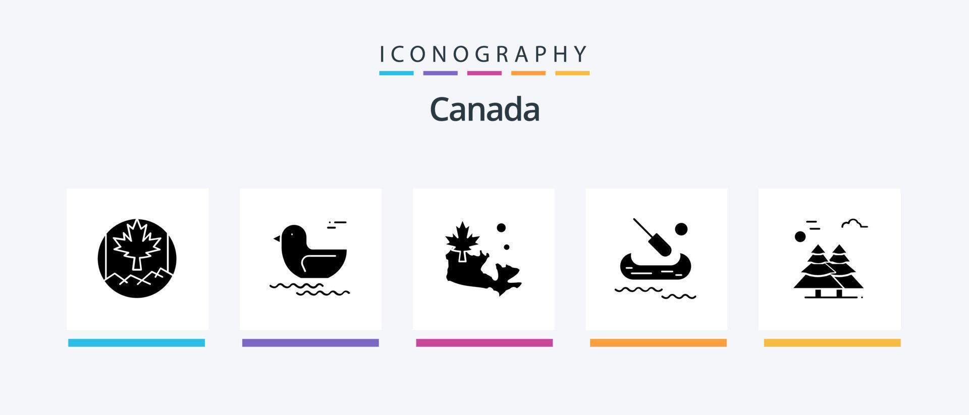 Canada Glyph 5 Icon Pack Including . pine trees. leaf. canada. alpine. Creative Icons Design vector
