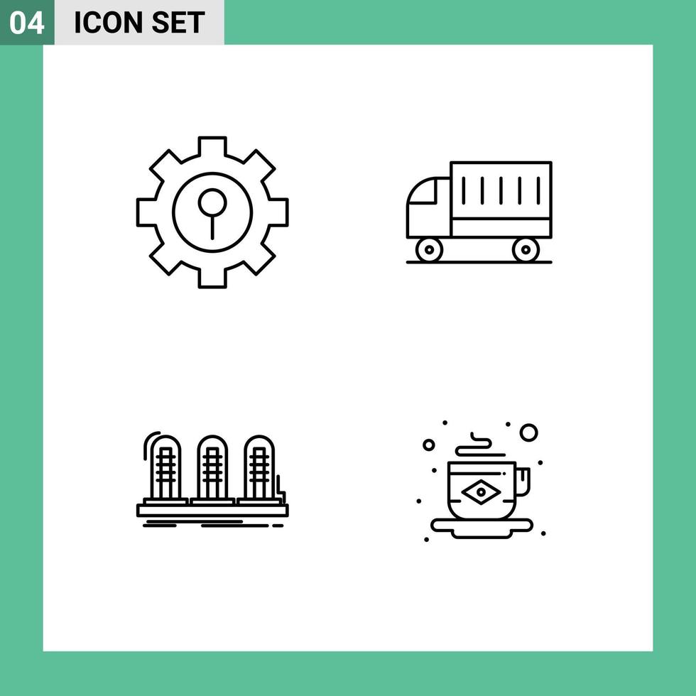 Group of 4 Filledline Flat Colors Signs and Symbols for keyhole amplifier setting shipping lamp Editable Vector Design Elements