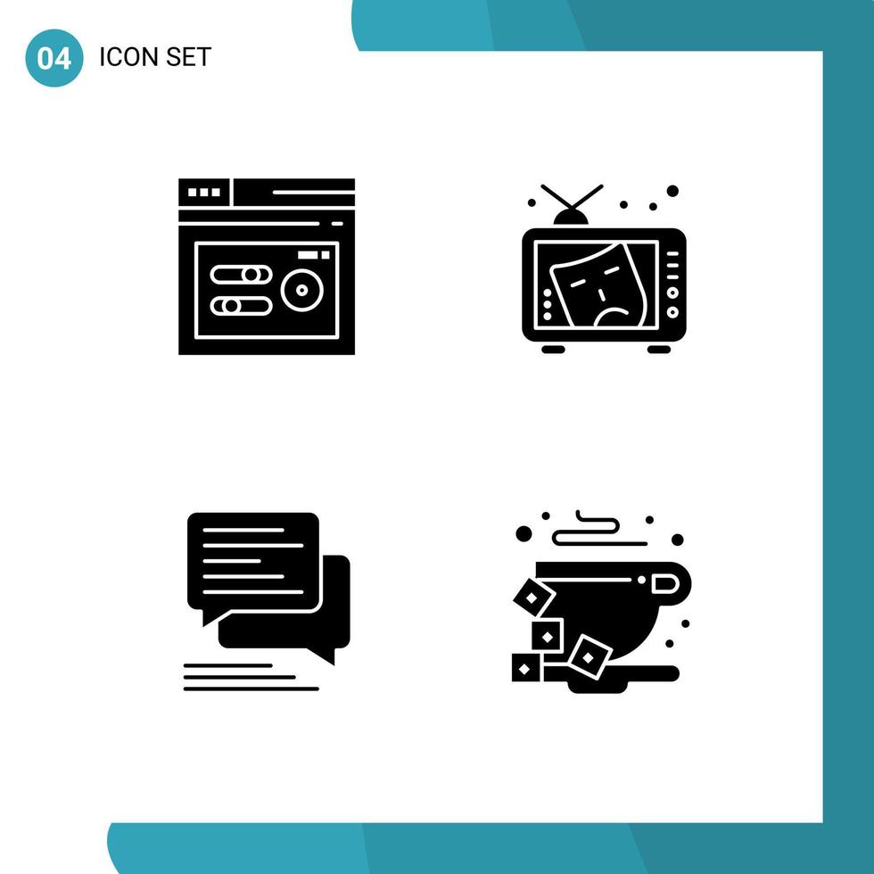 4 Creative Icons Modern Signs and Symbols of keyword chat web art messages Editable Vector Design Elements
