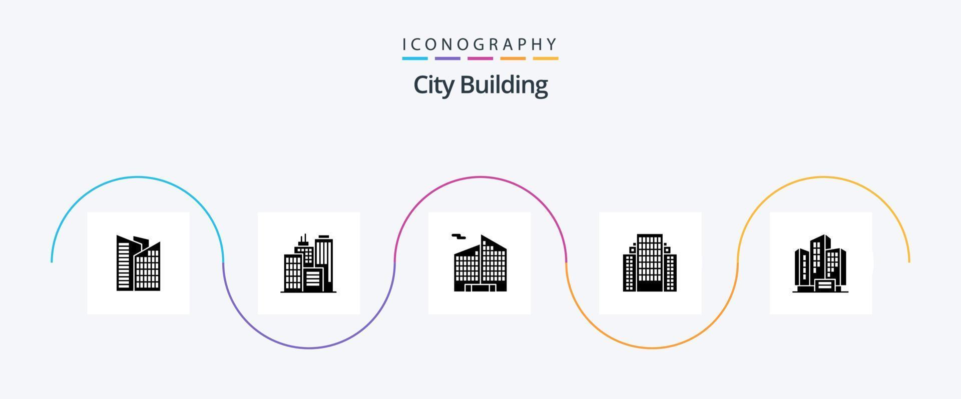 paquete de iconos de glifo 5 de construcción de la ciudad que incluye. edificio. vector