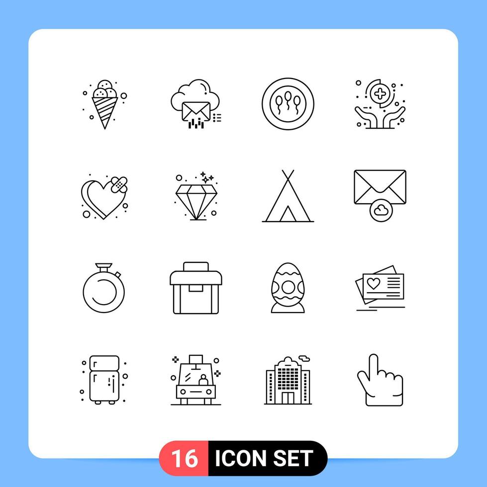 16 Outline concept for Websites Mobile and Apps bandage insurance message healthcare hands Editable Vector Design Elements