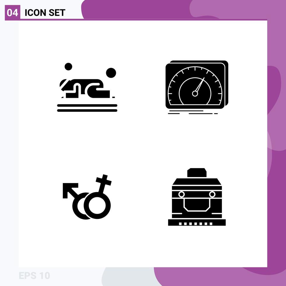 Group of 4 Solid Glyphs Signs and Symbols for islam internet prayer device symbol Editable Vector Design Elements