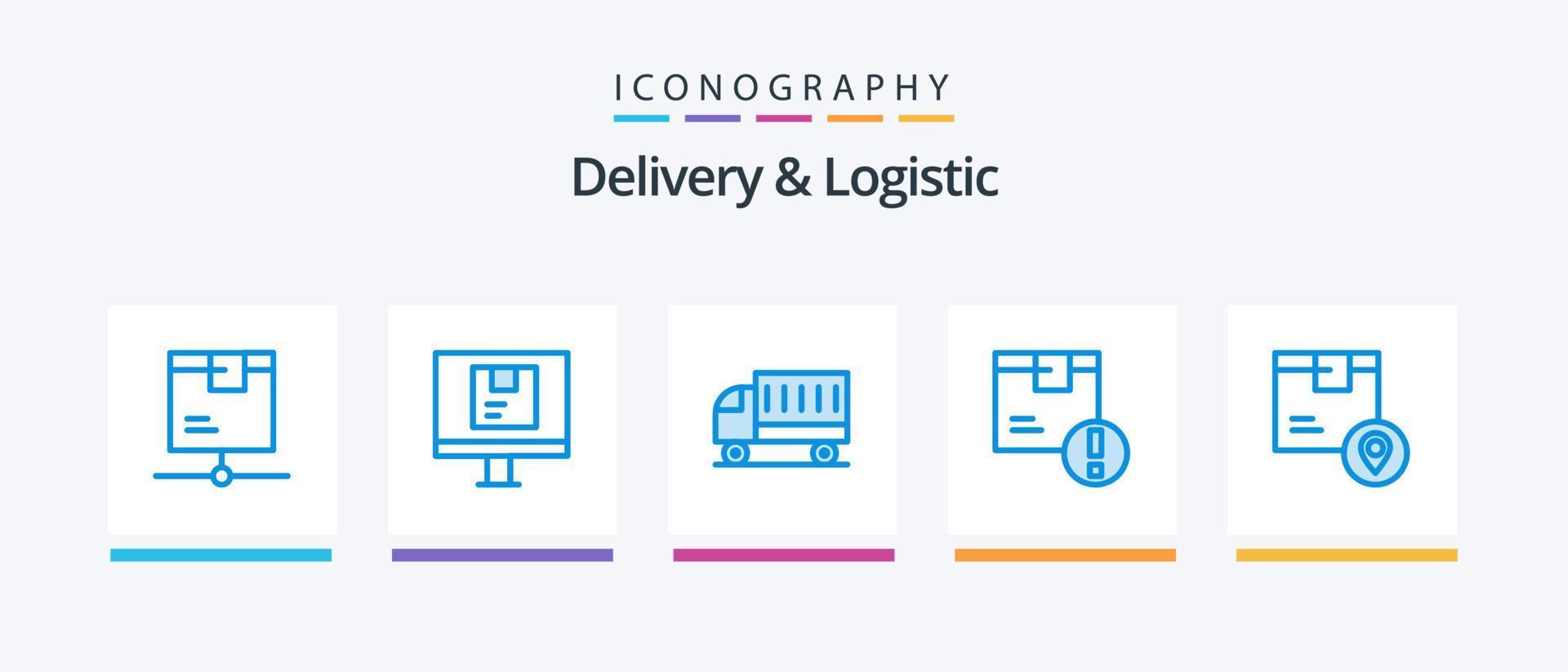 Delivery And Logistic Blue 5 Icon Pack Including delivery. attention. online. truck. shipping. Creative Icons Design vector