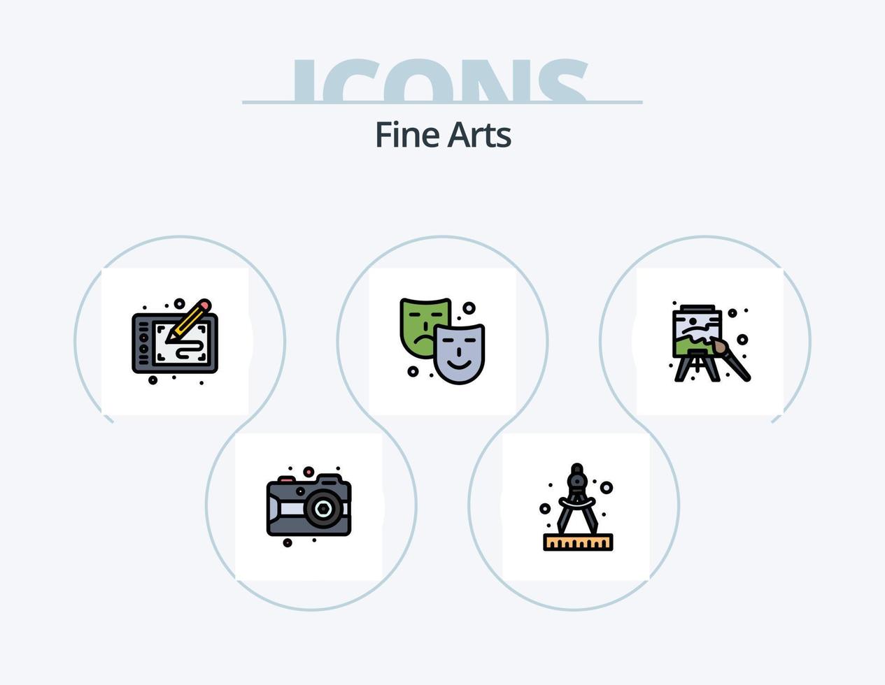 paquete de iconos llenos de línea de bellas artes 5 diseño de iconos. musical. pintar. arte. letras. real vector