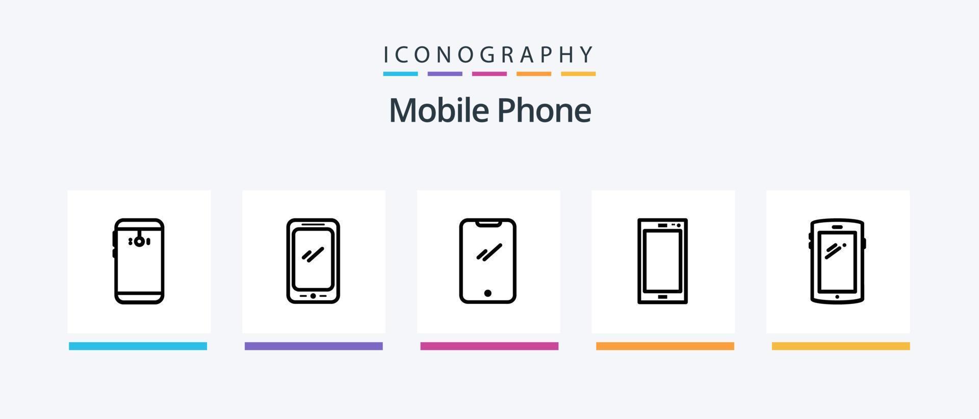 Mobile Phone Line 5 Icon Pack Including . android.. Creative Icons Design vector