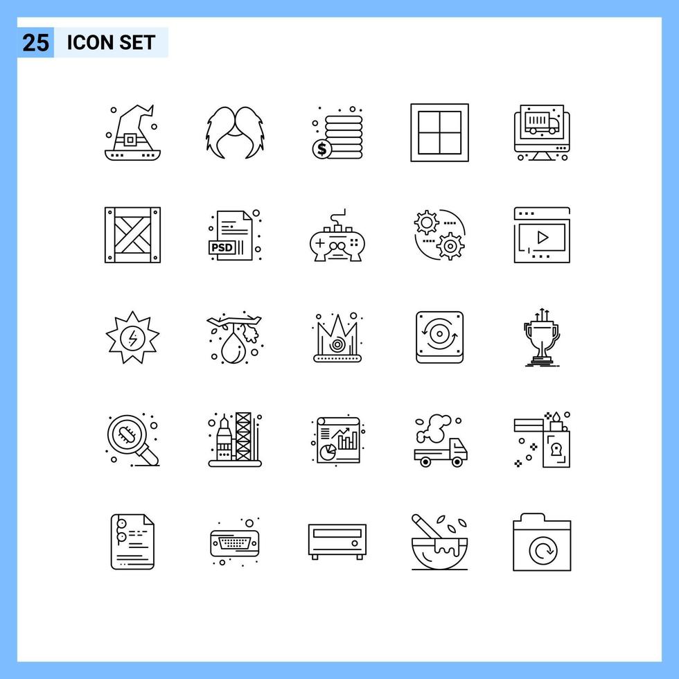 Modern Set of 25 Lines and symbols such as computer interior men house apartment Editable Vector Design Elements
