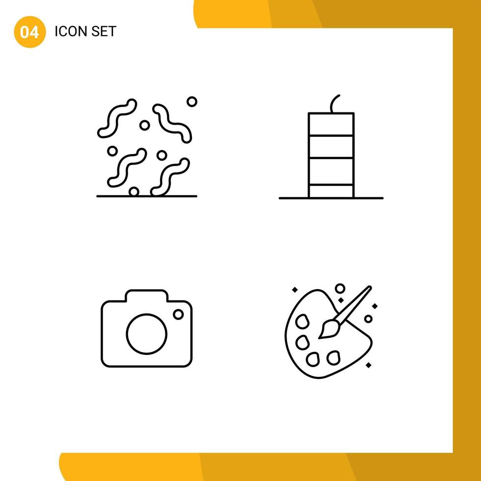 4 Thematic Vector Filledline Flat Colors and Editable Symbols of halloween twitter worm dynamite picture Editable Vector Design Elements