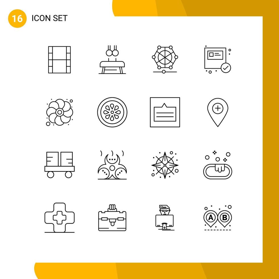 Set of 16 Vector Outlines on Grid for gras shopping machine package box Editable Vector Design Elements