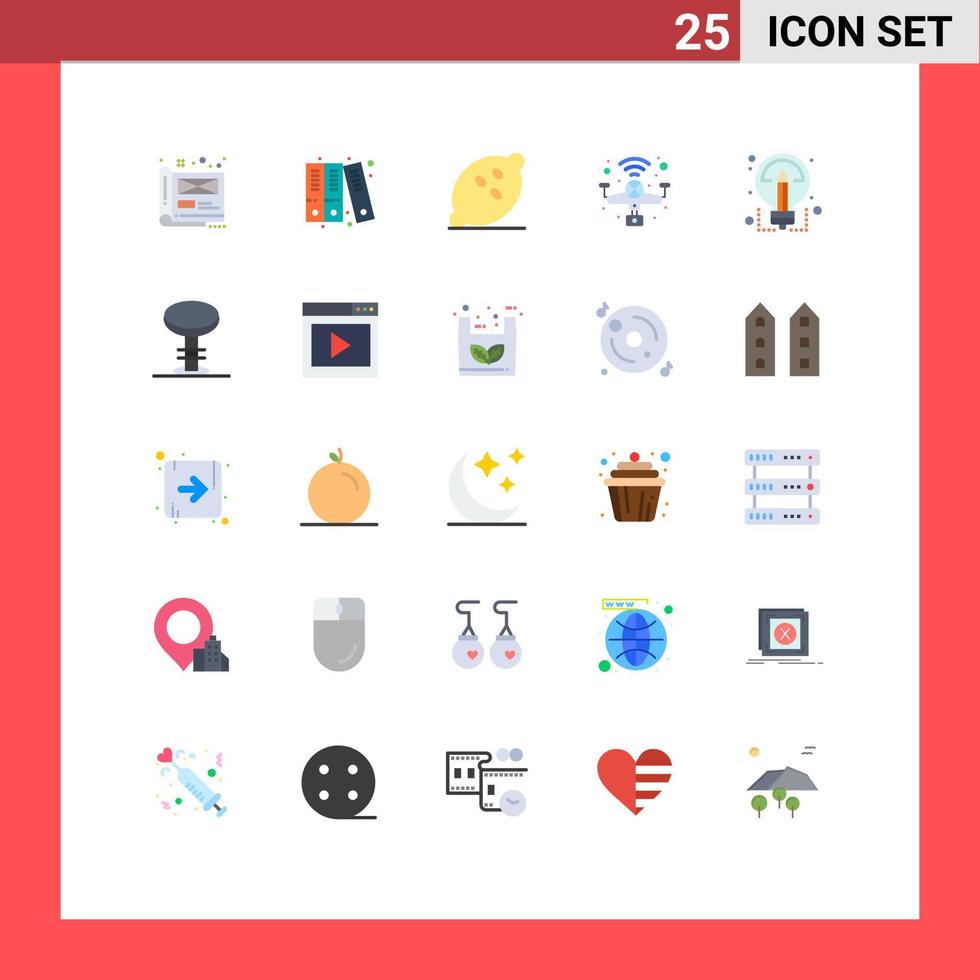 Mobile Interface Flat Color Set of 25 Pictograms of creative quad copter dessert iot healthy Editable Vector Design Elements