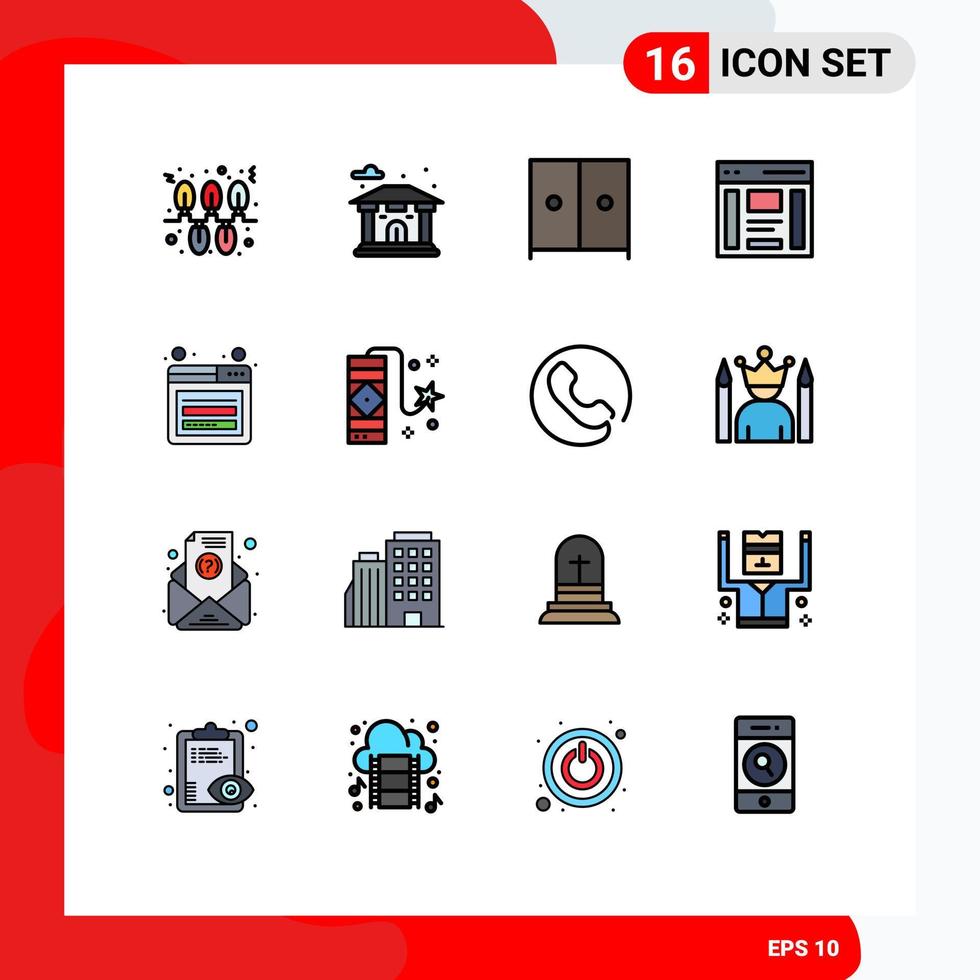 16 Creative Icons Modern Signs and Symbols of page account interior sidebar left Editable Creative Vector Design Elements