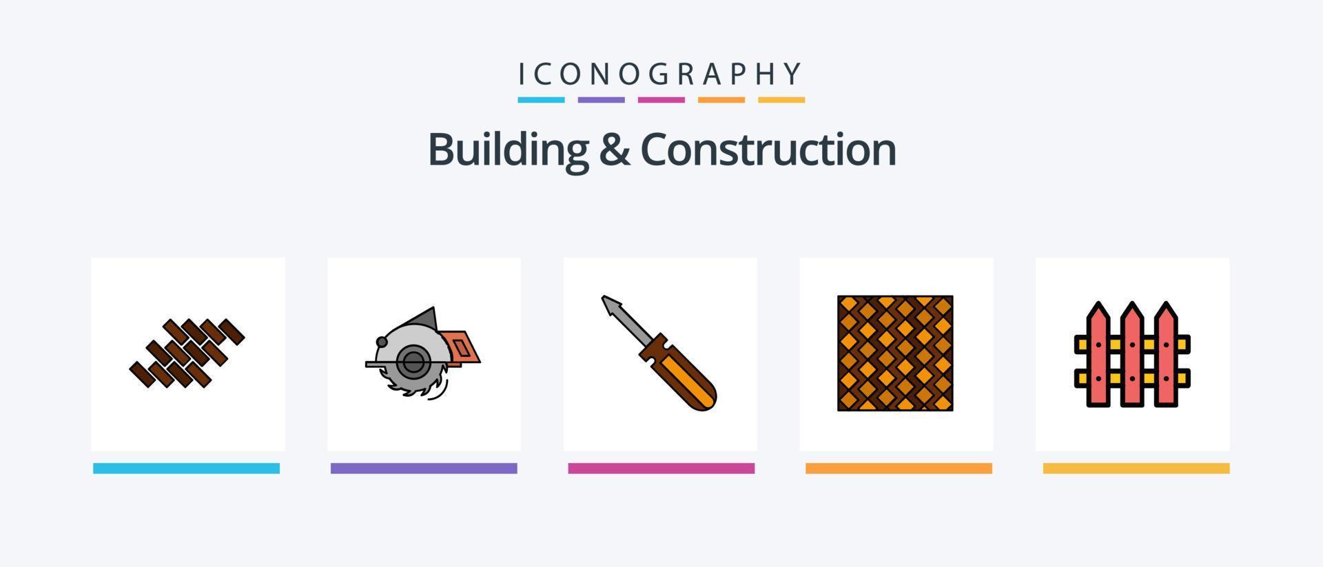 Building And Construction Line Filled 5 Icon Pack Including paint. heat. bucket. warm. heating. Creative Icons Design vector