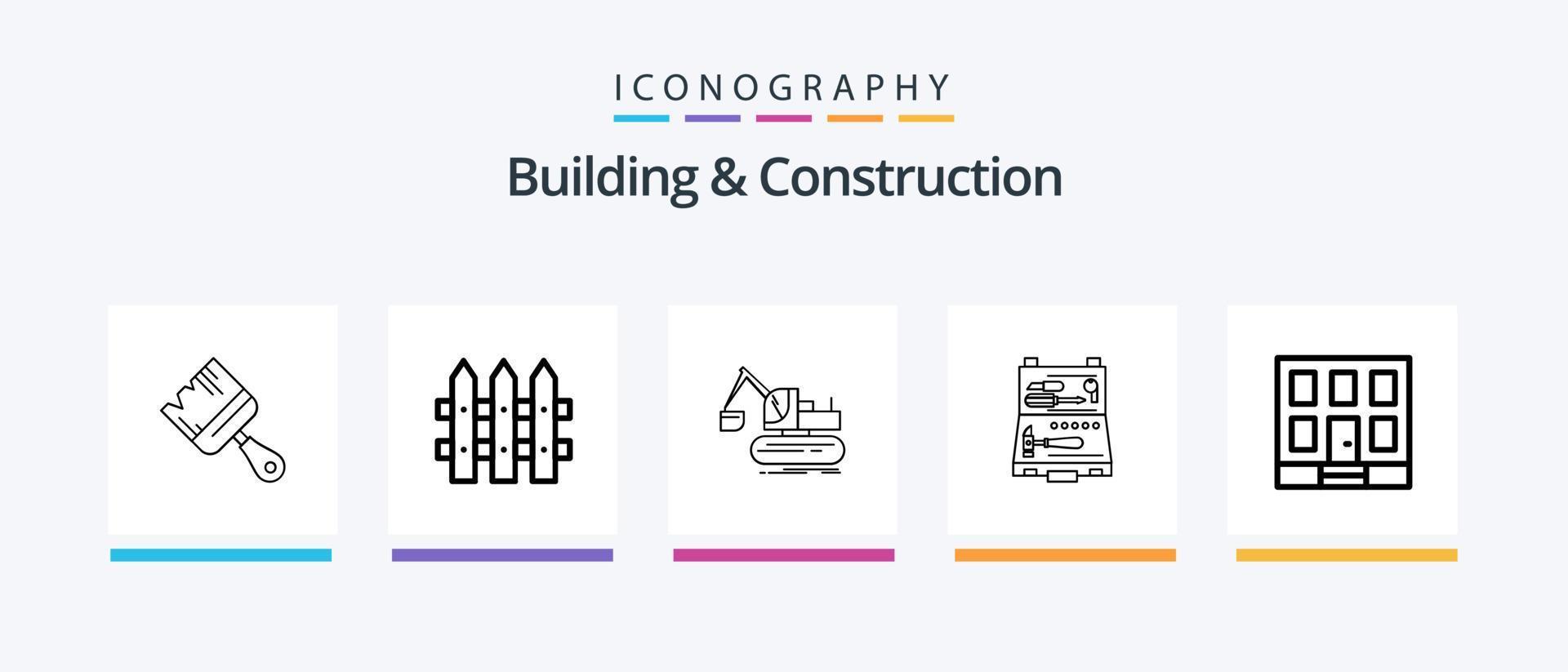 Building And Construction Line 5 Icon Pack Including brush. top. ruler. tile. design. Creative Icons Design vector