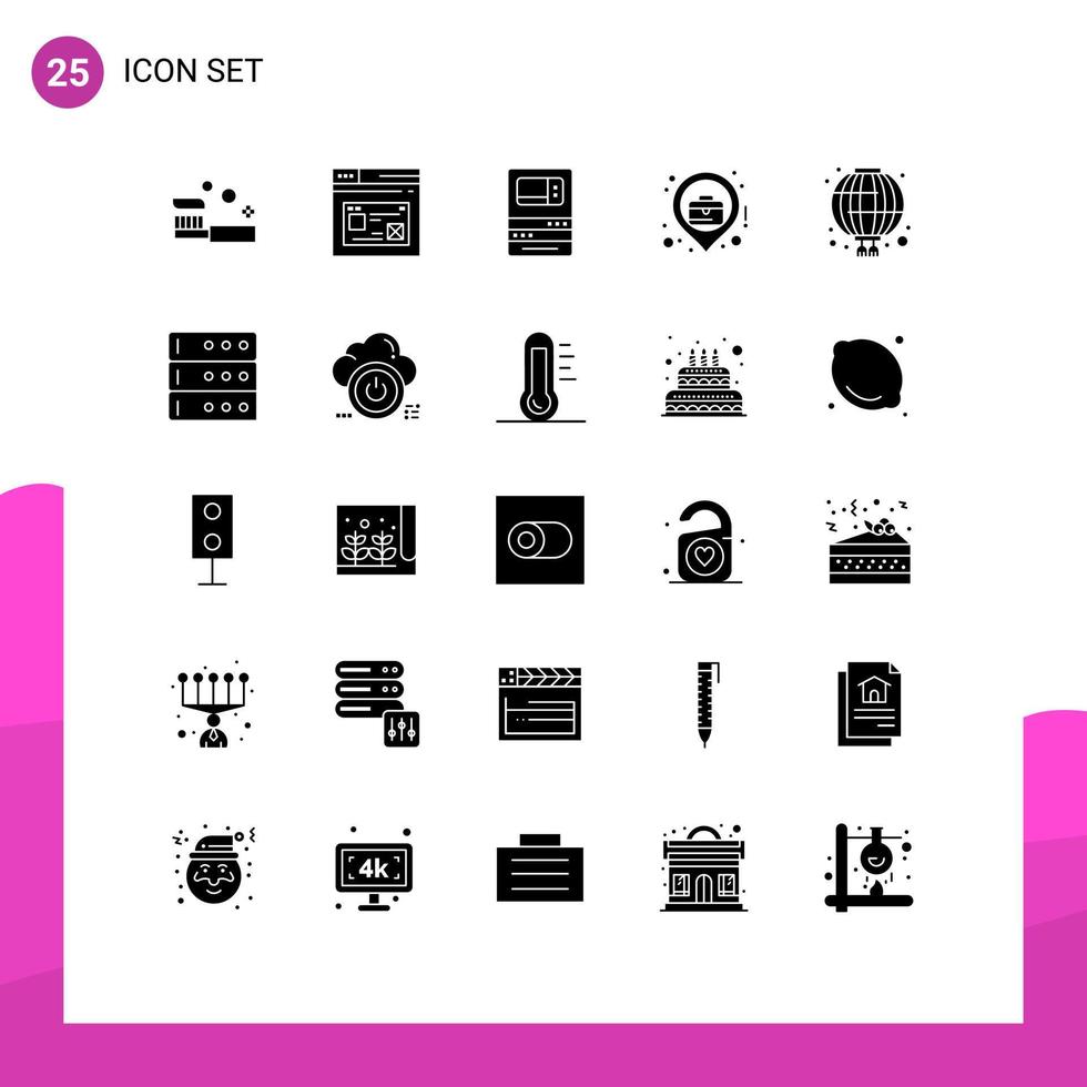 Set of 25 Modern UI Icons Symbols Signs for map city website withdraw machine Editable Vector Design Elements