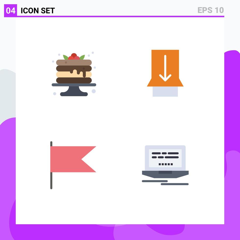 4 paquete de iconos planos de interfaz de usuario de signos y símbolos modernos de dulces de marca de pastel elementos de diseño vectorial editables web táctiles vector