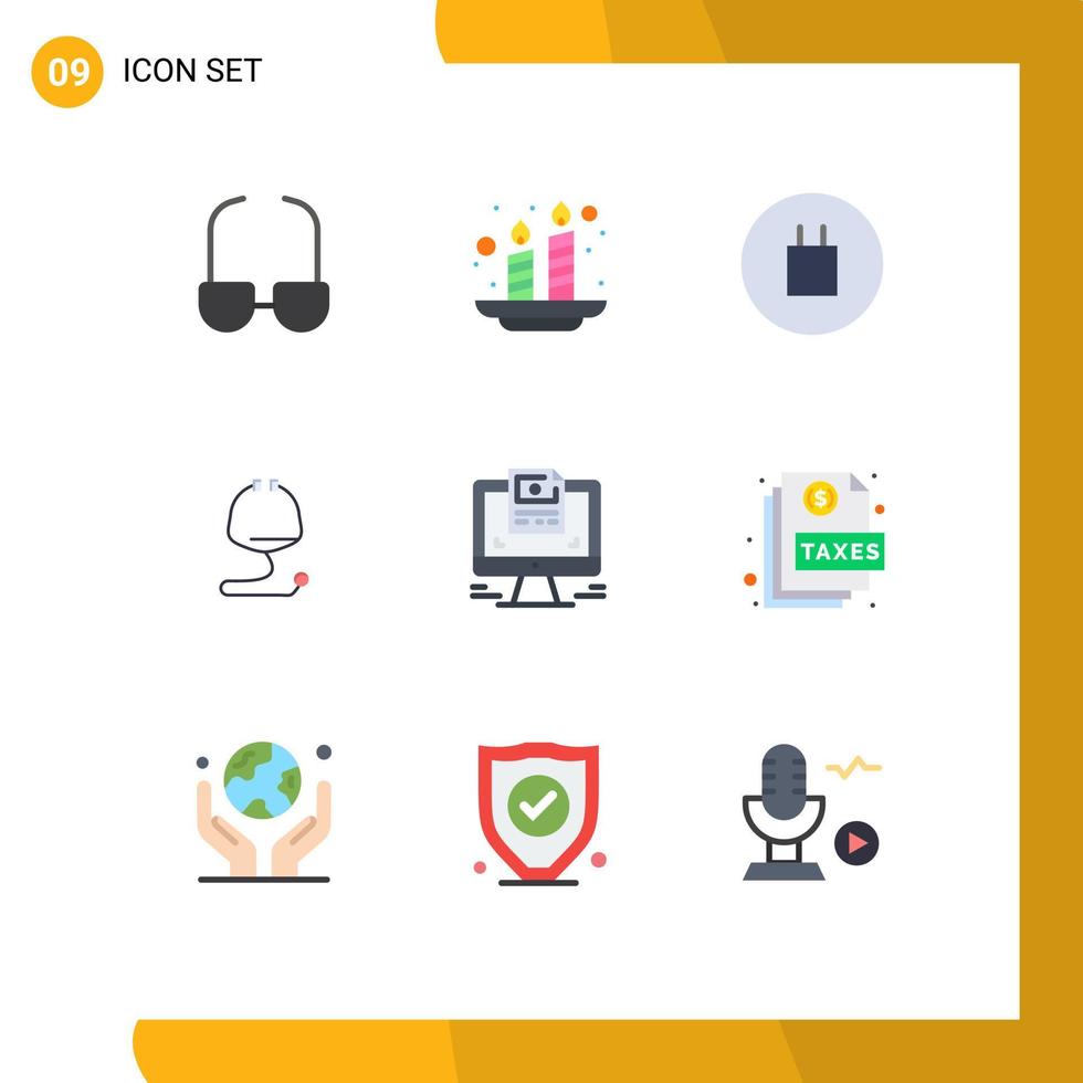 Set of 9 Modern UI Icons Symbols Signs for website computer beliefs screen medical Editable Vector Design Elements