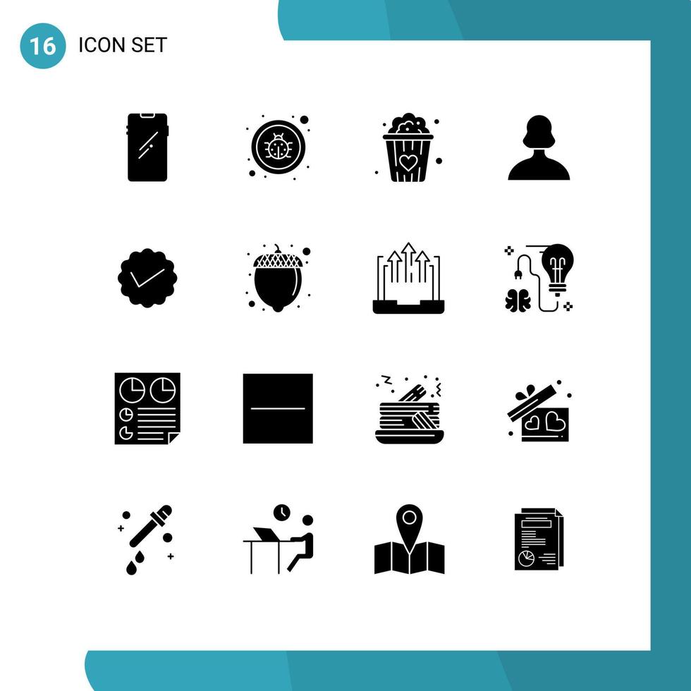 Universal Icon Symbols Group of 16 Modern Solid Glyphs of media user virus person avatar Editable Vector Design Elements