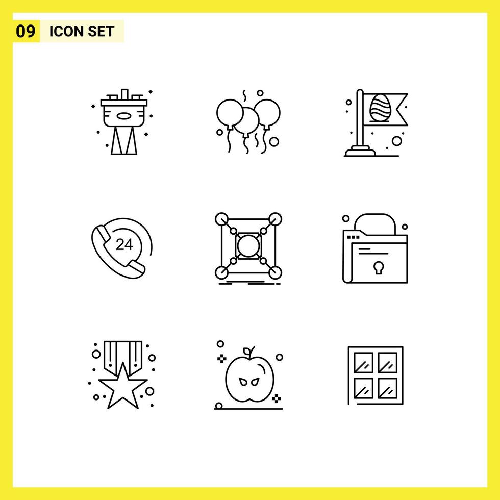 9 Thematic Vector Outlines and Editable Symbols of center support flag phone call Editable Vector Design Elements