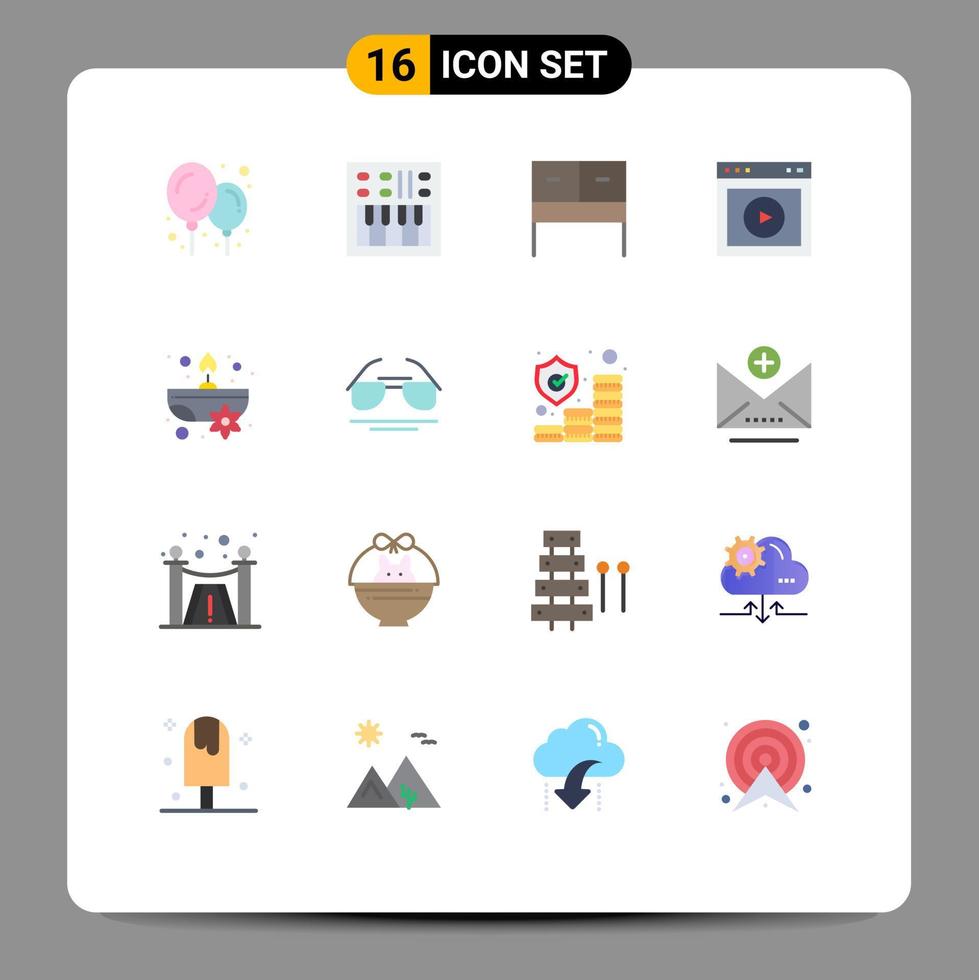 16 Creative Icons Modern Signs and Symbols of spa aromatic interior website ux Editable Pack of Creative Vector Design Elements