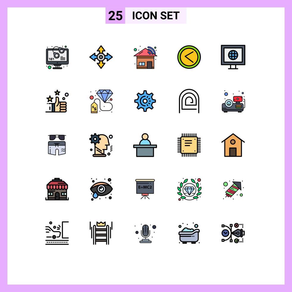 Stock Vector Icon Pack of 25 Line Signs and Symbols for news user navigation left arrow Editable Vector Design Elements