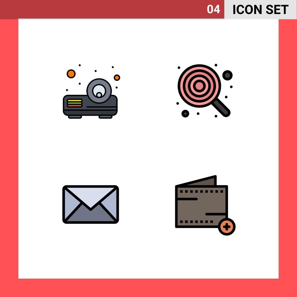4 Creative Icons Modern Signs and Symbols of beamer mail baby kid sms Editable Vector Design Elements