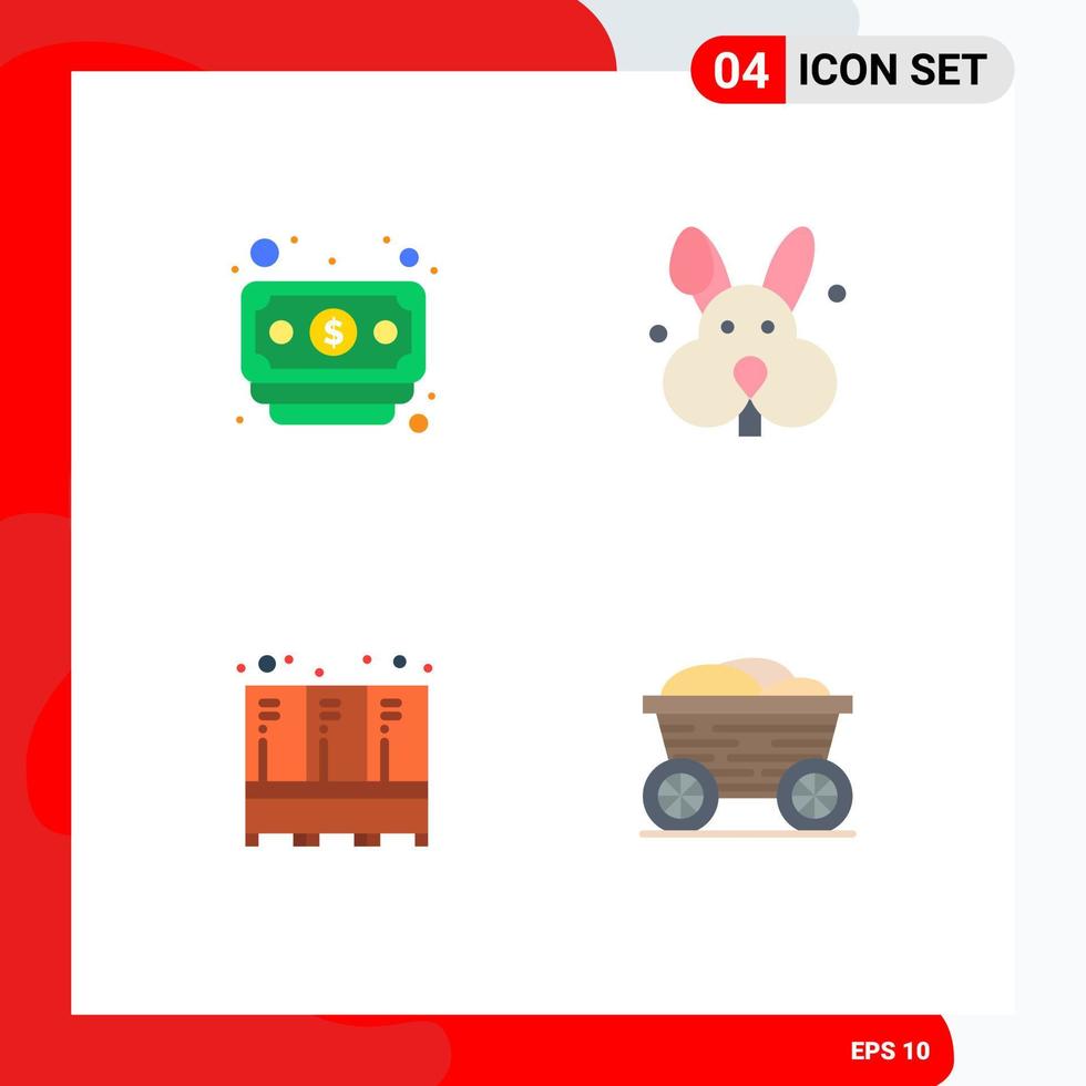 4 Universal Flat Icons Set for Web and Mobile Applications banking storage bynny security cart Editable Vector Design Elements
