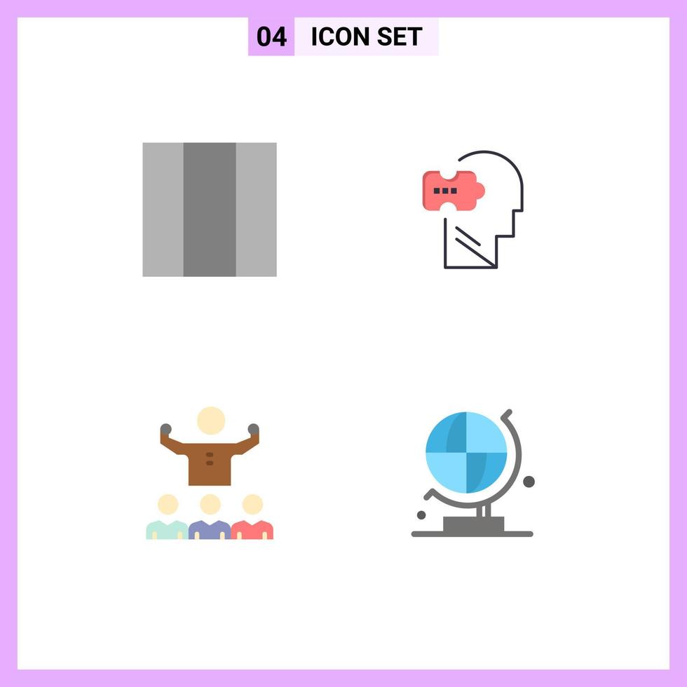 Pictogram Set of 4 Simple Flat Icons of grid mentorship mind encourage world Editable Vector Design Elements