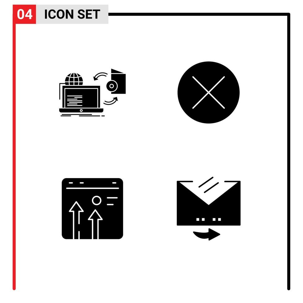 Mobile Interface Solid Glyph Set of Pictograms of disc sign publish close browser Editable Vector Design Elements