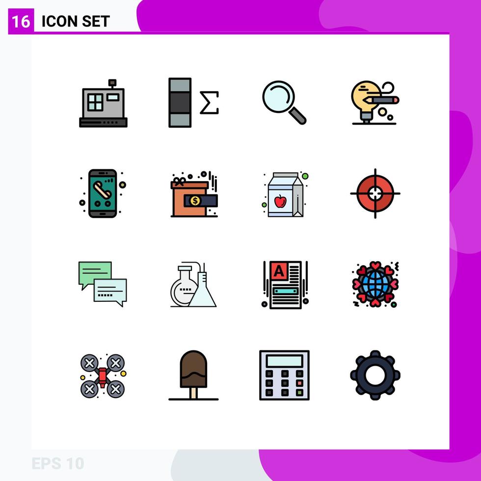 paquete de iconos de vector de stock de 16 signos y símbolos de línea para lograr elementos de diseño de vector creativo editable de aplicación móvil de vista de teléfono