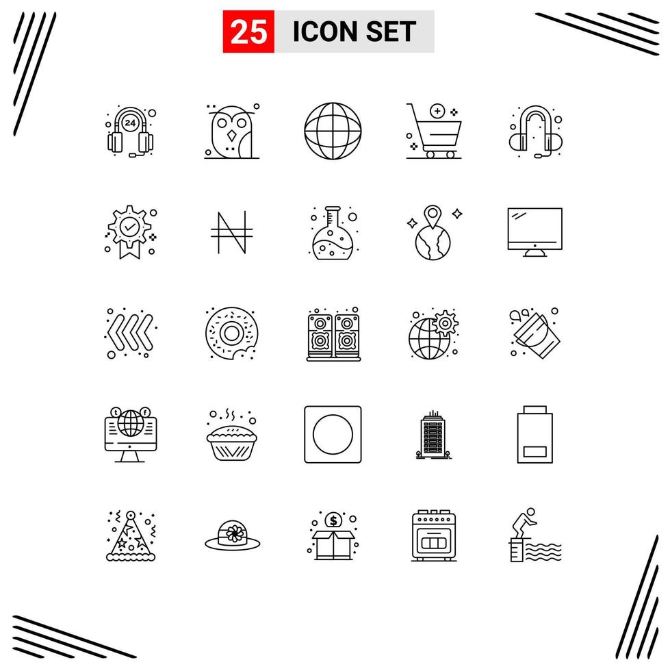 Set of 25 Modern UI Icons Symbols Signs for e cart study buy wreath Editable Vector Design Elements