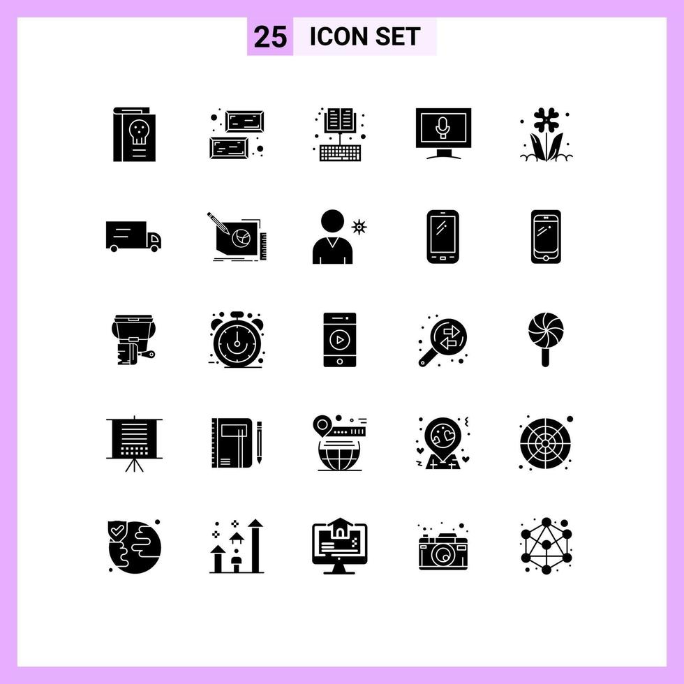 paquete de iconos vectoriales de stock de 25 signos y símbolos de línea para la pantalla de flora santo monitor educación elementos de diseño vectorial editables vector