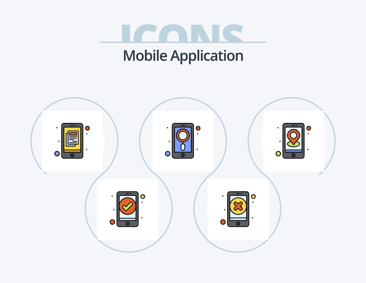 Mobile Application Line Filled Icon Pack 5 Icon Design. media. device. app. setting. gear vector