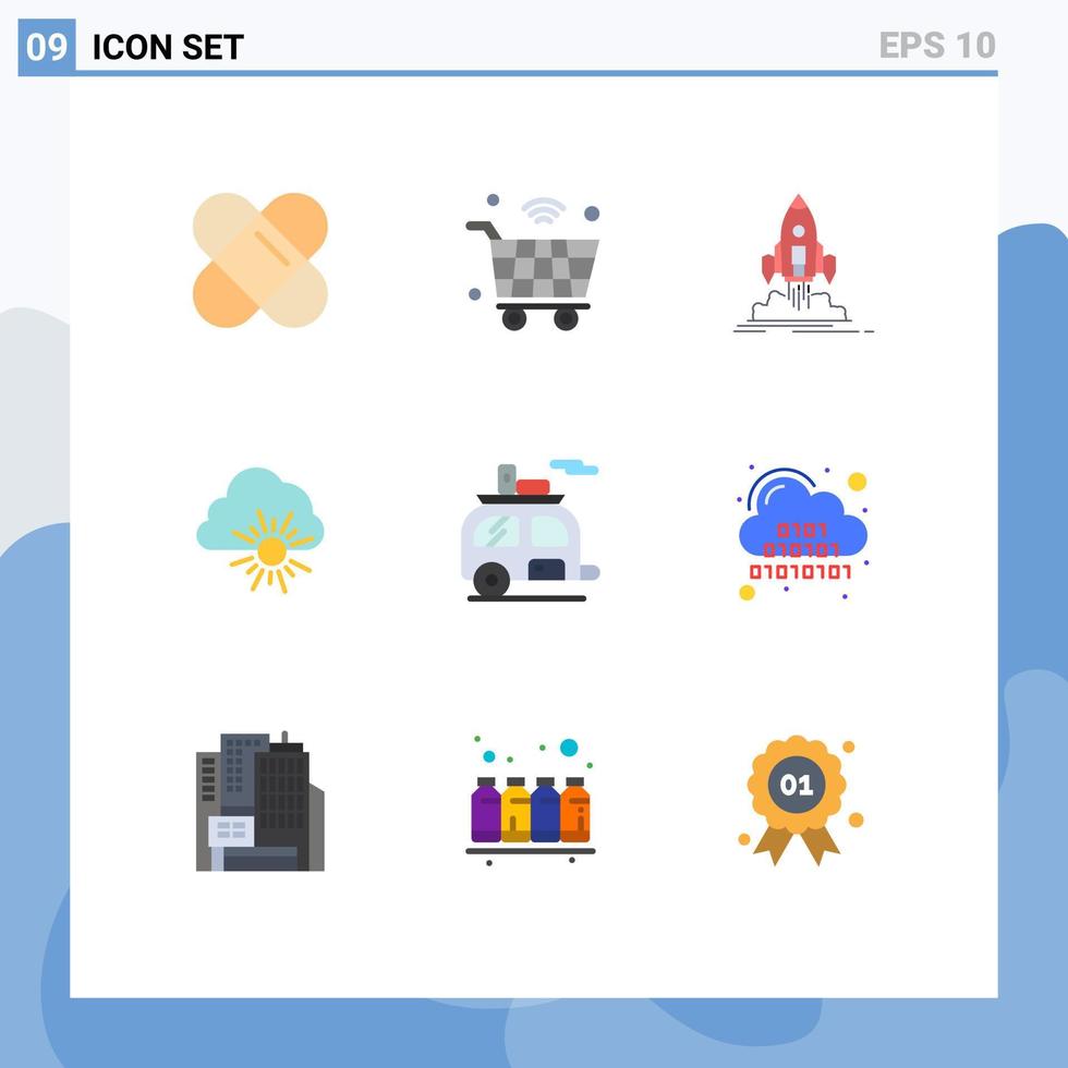 9 Creative Icons Modern Signs and Symbols of camping sun mission spring cloud Editable Vector Design Elements