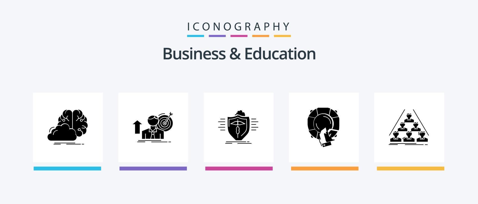 Business And Education Glyph 5 Icon Pack Including help. emergency. achieve. safe. medical. Creative Icons Design vector
