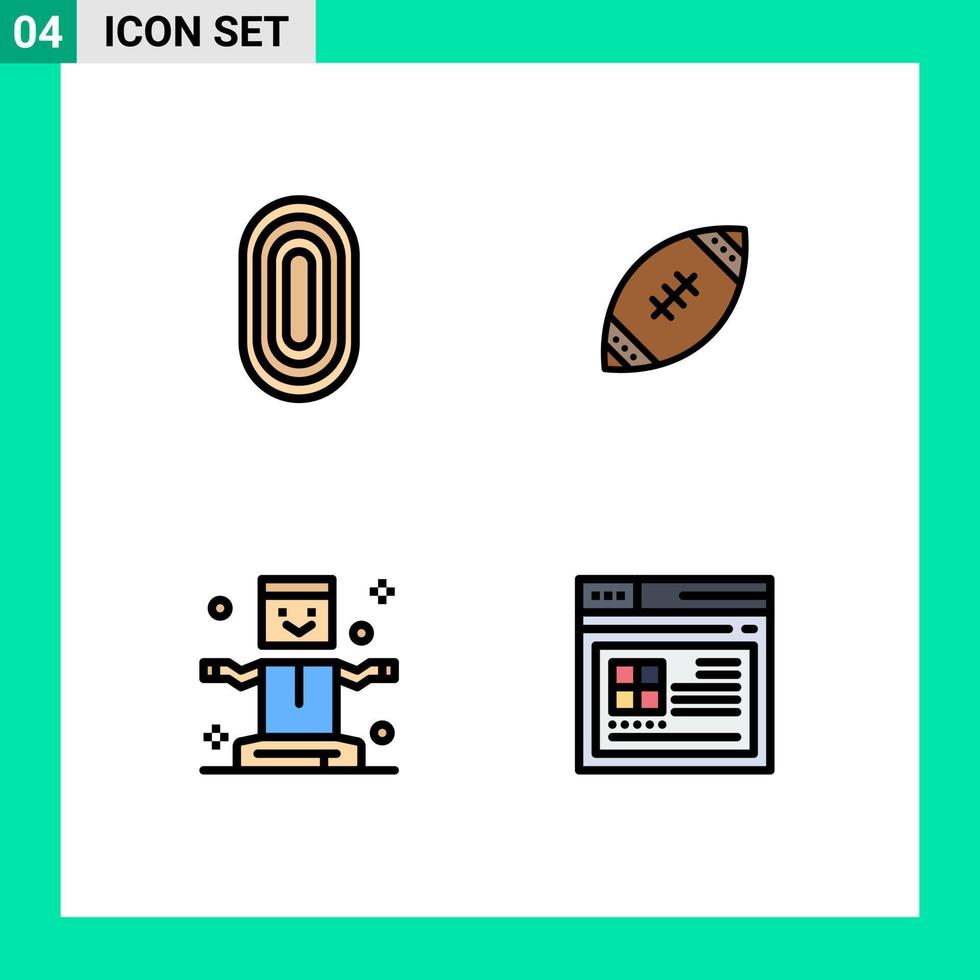 Universal Icon Symbols Group of 4 Modern Filledline Flat Colors of adornment rugby ornamental ball fly Editable Vector Design Elements