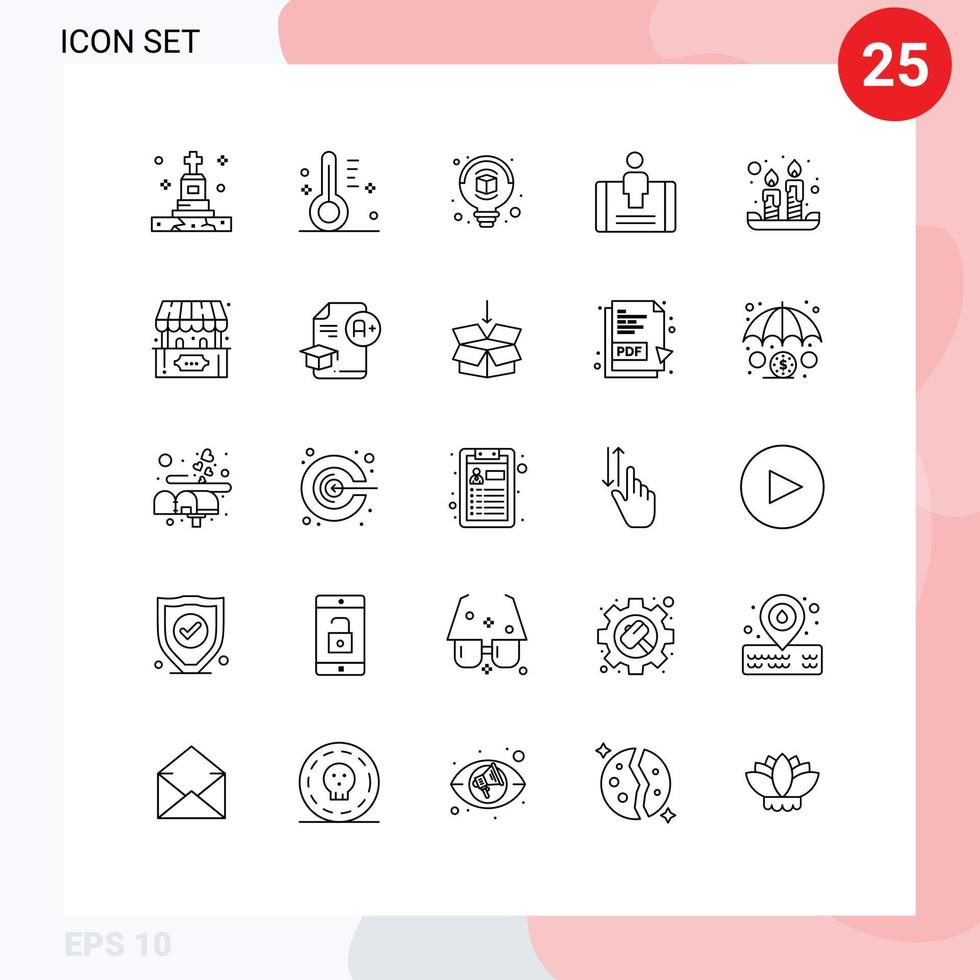 Set of 25 Modern UI Icons Symbols Signs for spring candles bulb social engagement Editable Vector Design Elements