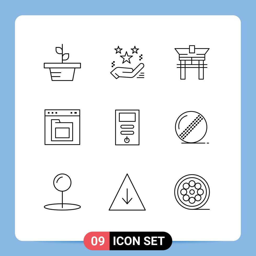 9 Thematic Vector Outlines and Editable Symbols of interface file gift document chinese Editable Vector Design Elements