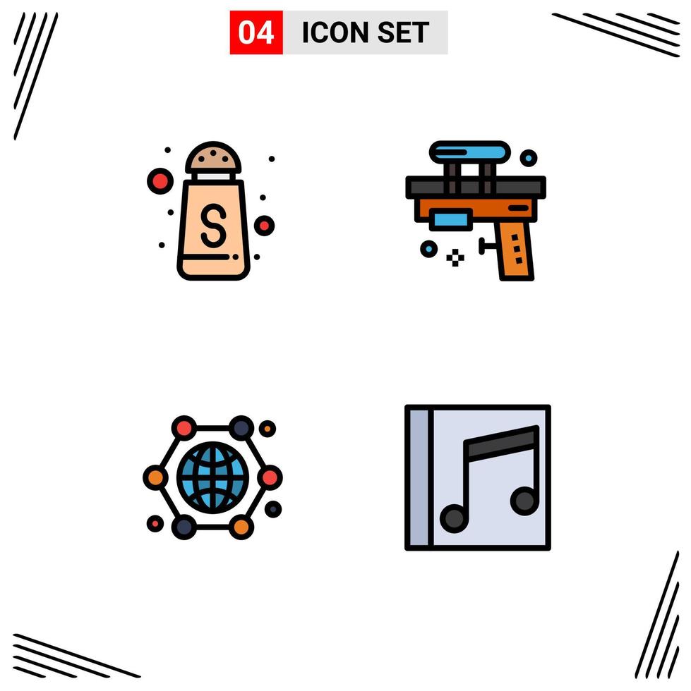 Stock Vector Icon Pack of 4 Line Signs and Symbols for serve connection fun toy internet Editable Vector Design Elements