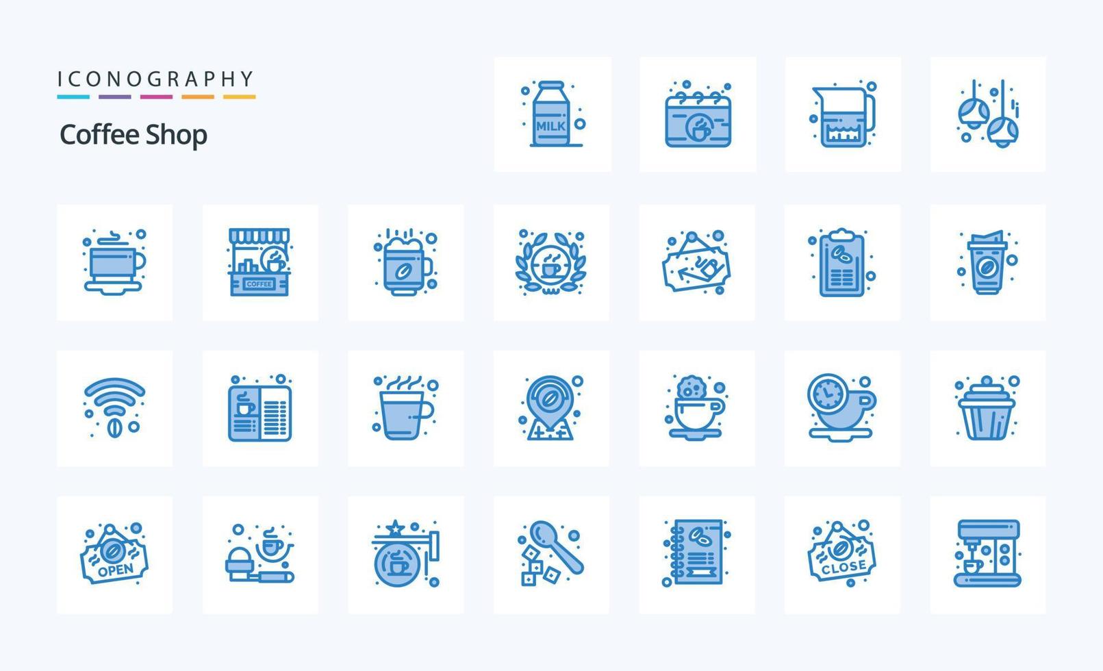 25 Coffee Shop Blue icon pack vector