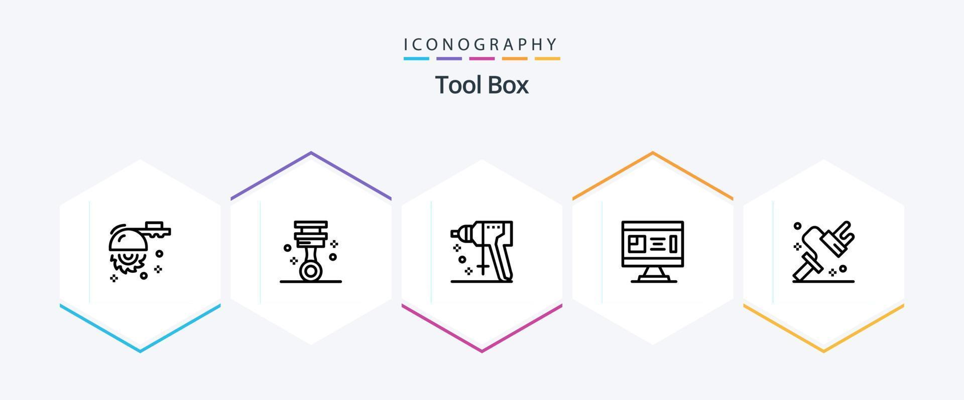 Tools 25 Line icon pack including dye. design. construction. construction. architecture vector