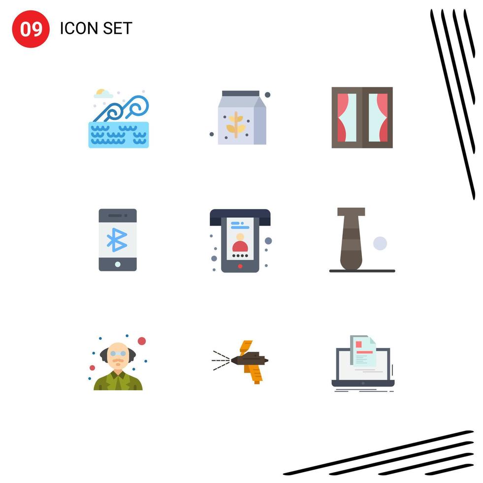 9 Universal Flat Color Signs Symbols of best mobile frame connection bluetooth Editable Vector Design Elements